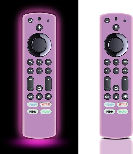 Lot de 2 Coques de Protection en Silicone pour télécommande TV Fire Stick Glow in The Dark - pour télécommande TV Firestick 4K Max/Insignia/Pioneer/Omni (QLED) - Rose Vif