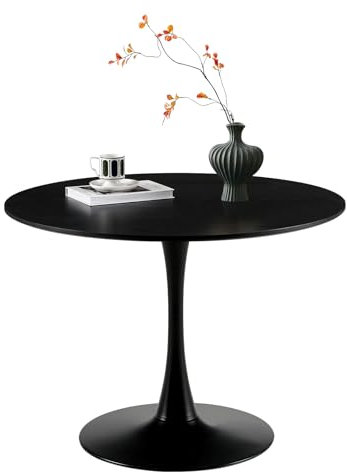 buybyroom Moderner runder Esstisch, Bartisch, Schreibtisch, geeignet für Küche, Esszimmer, Wohnzimmer und Büro, für 2-4 Personen, Durchmesser 100 cm, schwarz