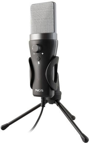 NGS MS120 USB - Micrófono USB Cardioide para Streaming, Podcast y Gaming, Monitorización sin Latencia, Control de Volumen, Botón Mute, Plug & Play, para PC, PS4, PS5, Soporte Antideslizante
