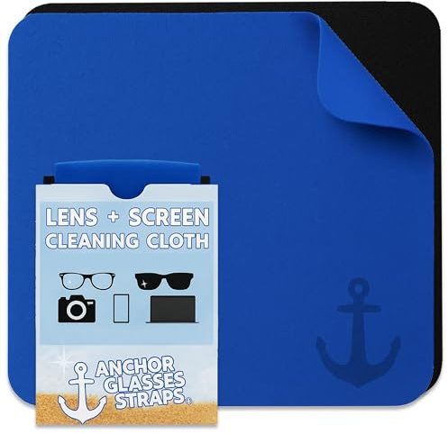 Anchor Glasses Cleaning Cloth - Ultra Soft Premium Microfibre Lens Cloths for Spectacles, Camera, TV, Screens - Washable, No Scratch Eye Glasses Cleaner Wipes - 3 Pack (2 Black, 1 Blue)