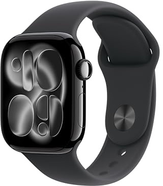 Apple Watch Series 11 GPS + Cellular 42 mm Smartwatch mit Aluminiumgehäuse in Diamantschwarz und Sportarmband in Schwarz (M/L), Schlafindex, Fitnesstracker, Gesundheitsüberwachung, Always-On Display