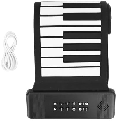 Fafeicy Handrollpiano mit 88 Tasten, Beeindruckendes Musikerlebnis, Aufrollbare Tastatur mit 128 Tönen, USB-MIDI-Ausgang, BT-Konnektivität, Integrierte Lautsprecher, Jederzeit und überall Spaß Beim