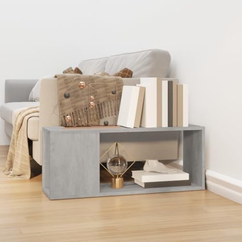 YunCangg TV-Schrank Betongrau 80x24x32 cm, Holzwerkstoff, offenes Fach, langlebiges Wohnzimmermöbel, Stauraum für Bücher, Zeitschriften, DVDs