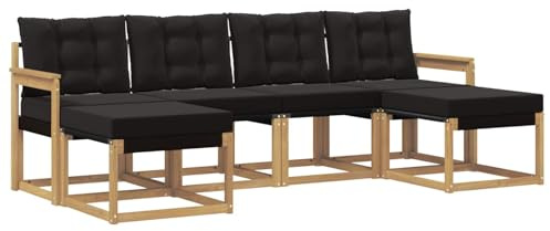 vidaXL Outdoor-Sofagarnitur mit Kissen 6 pcs Weiß und Schwarz, Garten Ecksofa, modernes Möbel für draußen, langlebige Liege, Coole Sitzgelegenheit auf der Terrasse