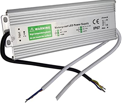 Transformador de fuente de alimentación de agua IP67 LED, DC 12 V 1,25 A – 25 A – 12 V 150 W 12,5 A
