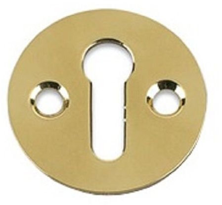 Carlisle Brass Victorian Standard Profile Keyhole OPEN Lock Cover Plate Escutcheon 32mm + Screws (Polished Brass)