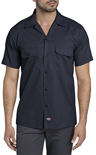 Dickies Mens Flex Slim Fit Short Sleeve Twill Work Shirt, XXL, Dark Navy