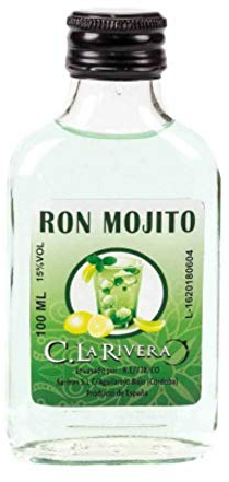 Lote de 15 Botellas Petaca de Licor de CristalRon Mojito. Regalos Originales. Complementos. Detalles para Bodas, Comuniones, Bautizos y Cumpleaños. CC