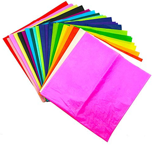 SOL 20pk Coloured Tissue Paper for Wrapping Gifts 66x50cm Sheets for Packaging, Crafting for Kids, Arts, Gift Boxes & Bags - Bright Rainbow Coloured Art Papers, Gift Wrapping & Party Decorations