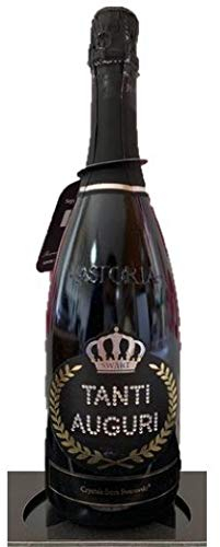 SWART Bottiglia Personalizzata con Veri Cristalli Swarovski - 0,75l Compelanno/Tanti Auguri/Eventi Particolari