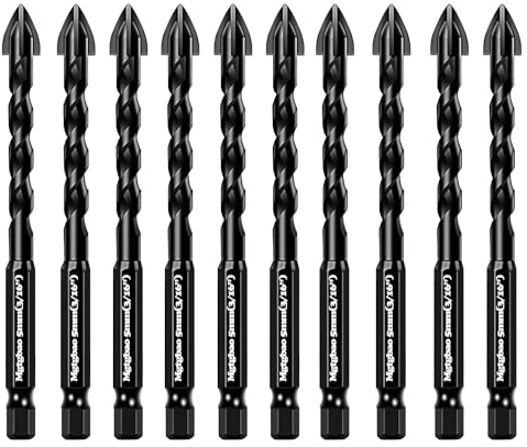 【Urgrade】 Mgtgbao 10pc 5MM Masonry Drill Bits, 3/16” Concrete Drill Bit Set for Tile,Brick, Plastic and Wood,Tungsten Carbide Tip Best for Wall Mirror and Ceramic Tile.