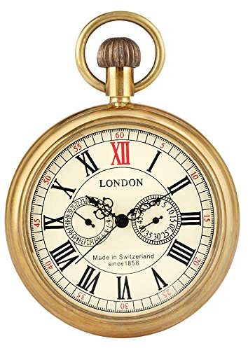 Tiong Vintage Kupfer Edelstahl London Design Mechanische Handaufzug Taschenuhr Herren Uhren, Gold, Jeden Tag