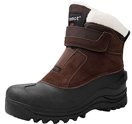 riemot Winterschuhe Damen Wasserdicht Winterstiefel Gefüttert Warme Schneestiefel Slip-on Thermostiefel Rutschfest Klettverschluss Winter Stiefel Braun Damen EU 41