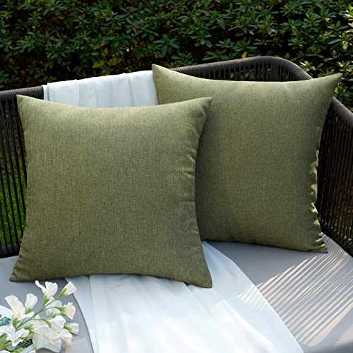 EMEMA Kissenbezug Outdoor Wasserdicht Sofakissen Wasserfest Dekokissen Kissenbezüge Dekorativ Kissen Kissenhülle aus Polyster für Garten Sofa Wohnzimmer Bett 2er Set 50x50 cm Dunkelgrün