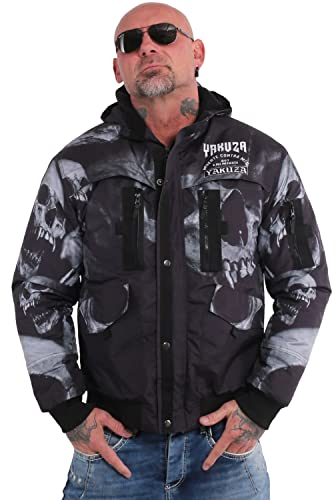 Yakuza Herren Muerte Skull V02 Bunch Winterjacke, Schwarz, M