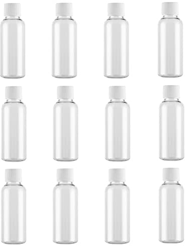 12 bottiglie vuote di plastica ricaricabili da 30 ml con coperchio a vite in plastica, tappo a vite per bottiglie, vasetti portaoggetti