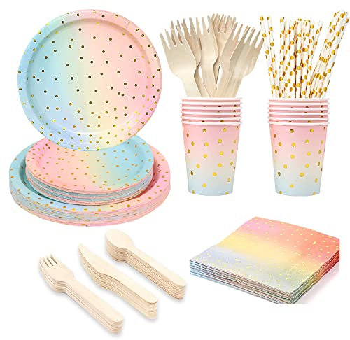 Partygeschirr Set für 20 Gäste Einweggeschirr Set Kindergeburtstag Gradient