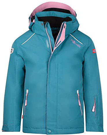 Trollkids Kinder Holmenkollen PRO wasserdichte Winterjacke Skijacke, Blaugrün/Violett, Größe 98