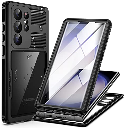 Focusor Cover per Samsung Galaxy S23 Ultra Impermeabile, IP68 Waterproof e 360 Gradi Protezione Custodia Subacquea Antiurto Rugged Full Body con Protezione dello Schermo per S23 Ultra 6.8, Nero