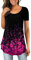 CHICZONE Women's Tops Short Sleeve Floral Henley Shirts Ruffle Casual Ladies Beautiful Blouse for Leggings Black