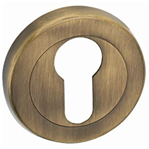 Bocallave roseta 53mm de diámetro, para puertas madera interior cerraduras y cilindros euro perfil embellecedor desmontaje rosca, montaje con tornillo de madera (BRONCE)