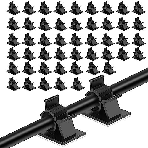 Viaky 30 PCS Small Cable Clips, Self-Adhesive Cable Organisers, 4 Adjustable Sticky Cable Tidy Clips Wire Management Cable Holder for Car, Homes, Under Desk, Offices, Black(18mm x 13mm)