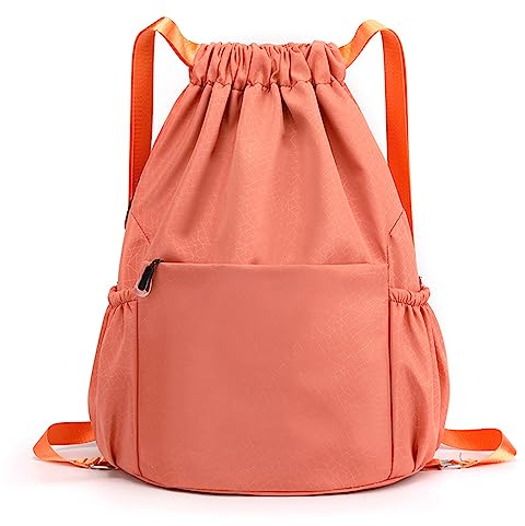 X SIM FITNESSX Sport Turnbeutel, Wasserdicht Beutel Unisex Rucksack Daypack Gym Bag, Sportbeutel Beuteltasche für Schule Sport, Reisen und Outdoor (Orange-Musterstil)