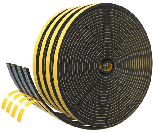Inwee Dichtungsband Selbstklebendes für Türen Fenster, 4 Rollen 6mm(B) x3mm(D), stark klebendes Wetterschutzband aus Schaumstoff, Selbstklebendes Moosgummiband für Kollision Siegel Schalldicht, 20M