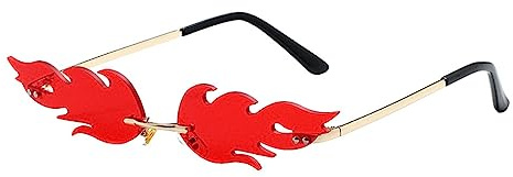 yuwqqoajv Wasserdichte, rahmenlose Sonnenbrille für zukunftsweisende Sonnenliebhaber, Flammenfeuer, winddicht, atmungsaktiv, modisch, langlebig, Rot, Rot