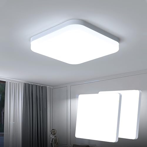 EASY EAGLE LED Deckenleuchte Quadrat: 6500K Deckenlampe LED - IP44 Decke Lampe Panel für Küche Badezimmer Wohnzimmer Keller Flur 23CM 36W ( Pack of 2