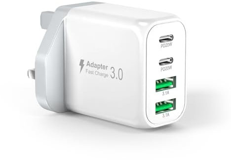 USB C Plug, Cshare 40W 4-Port Fast USB C Charger, Multi Mains Charger Plug with PD+QC Power Adapter for iPhone 15 14 Pro Max 13 12 11 XR/Plus, iPad, Samsung Galaxy S23 S22 S21 Ultra,Tablet Wall Plug