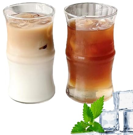NSXIN Lot de 2 verres à latte macchiato - 400 ml - Verres à café en cristal - Résistants à la chaleur - Pour cocktail, café glacé, jus de fruits
