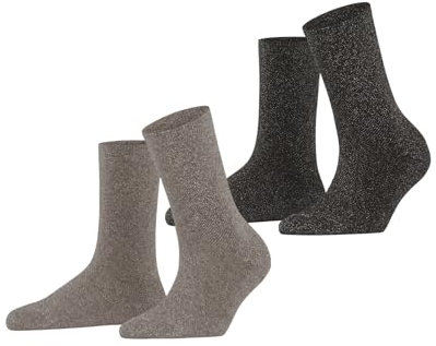 ESPRIT Damen Socken Shimmer Multipack W So Baumwolle gemustert 2 Paar, Grau Grey Mix 0020, 39-42