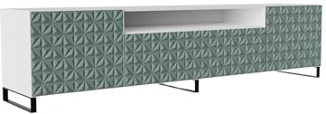 Margaret Hadas24 TV-Schrank Cali III, Wohnwand, Lowboard, TV Ständer, Wohnwand, Wohnzimmer, TV Board, Wohnzimmer Möbel, Fernseher, Highboard, Fernsehschrank, TV lowboard, 200 cm, 3-türig, weiß, grün