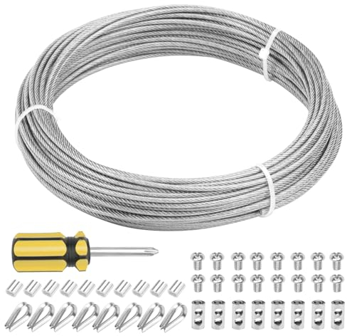 Drahtseil Edelstahl 20m,Edelstahlseil 1.5mm,304 Edelstahl Stahlseil Set mit Drahtseilklemme,Drahtseil Kauschen,Aluminiumhülsen,Spanndraht Seilspanngarnitur,Drahtseil Rankhilfen für Kletterpflanzen