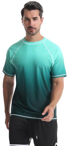 Danfiki UV Shirt Herren T-Shirts Rashguard Badeshirts Rash Vest Kurzärmeliges Wassersurf-Shirt Schnell Trocknendes Beach UPF 50+ Sonnenschutz