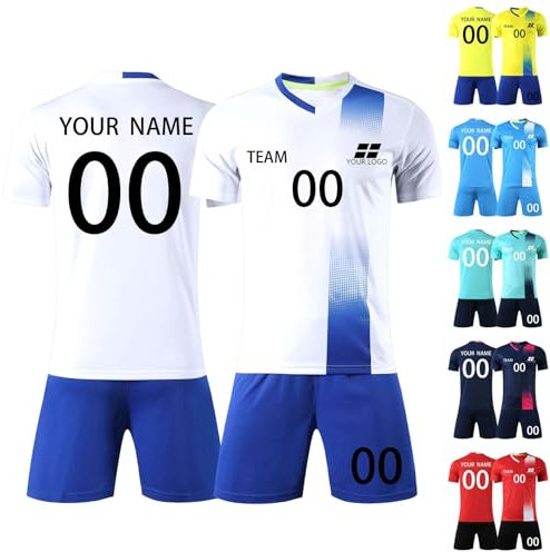 Benutzerdefiniert Fussball Trikot Fußball Trikot T-Shirt Shorts 2 Teiliges Set Jeder Name Nummer Team Logo - Fußballtrikot Kinder Erwachsene Personalisierte Fußballtrikots
