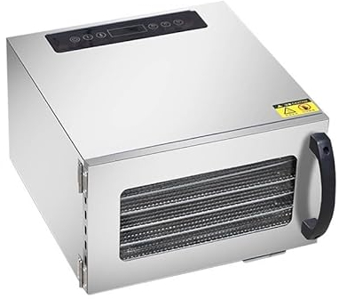 Essiccatore Alimentare Professionale Timer Intelligente 24H, Essiccazione A 360°, Vetro Temperato Trasparente, Controllo Tattile Intelligente, Corpo in Acciaio Inossidabile, Capacità di 6 Strati