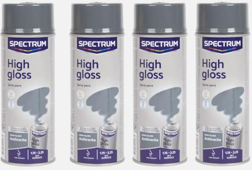 Générique Lot de 4 Bombes GRIS BRILLANT - 400ml - Bombe Peinture Aérosol - Séchage rapide - Anthracite - 952