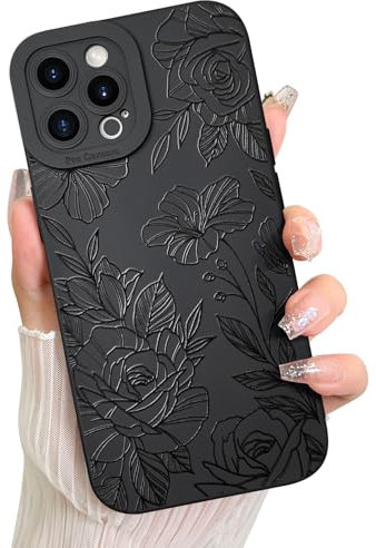 LSL Case for iPhone 11 Pro Black Floral Flower Pattern Print Case Soft TPU Full Camera Lens Anti-Drop Anti-Scratch Shockproof Protective Slim Cover for Women Girls