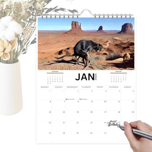 Kalender Zum Hundekacken 2025, Wandkalender zum Hundekacken, Pooping Dogs Calendar 2025, Kalender Mit Lustigen Kackenden Tieren Und Hunden, Dogs Pooping In Beautiful Places CalendarLustiger 2025