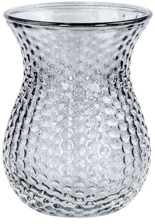 levandeo Retro Vase Grau Glas Blumenvase Dekovase Glasvase Blumendeko Frühling Tischdeko