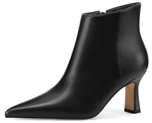 QUEEN HELENA Tronchetti a Punta Stivaletti con Tacco Casual Eleganti Donna K3430 (Nero Pu, Sistema Taglie Calzature EU, Adulto, Donna, Numero, Media, 36)