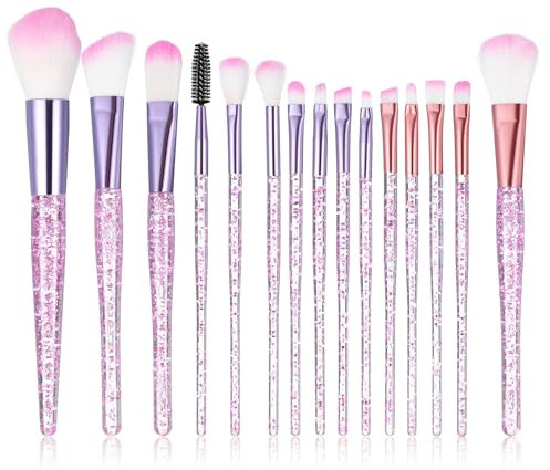 AOZUO 15 Stück Pinselset Makeup,Schminke Make Up Pinsel Set,Schminkpinsel Set Professionelles Foundation Sparkles Puderpinsel Powder Lidschatten Concealer Highlight Beauty für Frauen Foundation