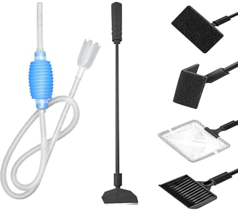 Pddenality 5 in 1 Fish Tank Cleaner and 1 Pcs Fish Tank Suction Pipe Fish Tank Cleaning Kit Fish Tank Gravel Cleaner Aquarium Cleaning Kit for The Maintenance and Cleaning of Fish Tanks and Aquariums