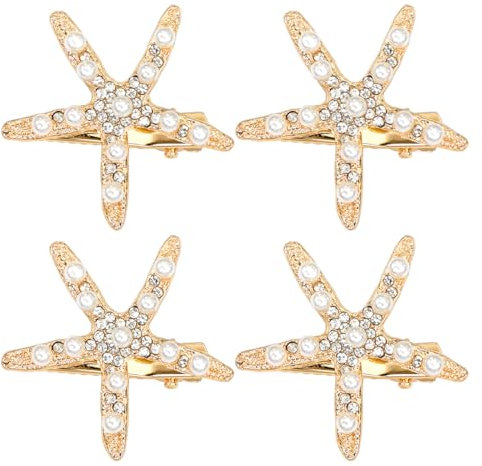 Capaneus 4 Stück Seestern Haarspangen, Meerjungfrau Haarschmuck, Meerjungfrau Kostüm Damen Accessoires, 1 stück (1er Pack), für Erwachsene Frauen