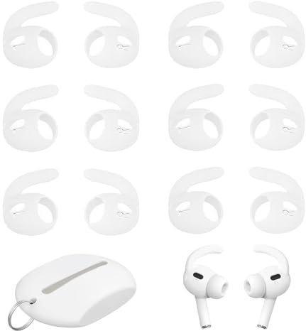 4 Pairs of Ear Hooks for AirPods Pro 2, Ear Phone Hook Covers Anti-Slip Silicone with Storage Pouch for Exercise, Running, Sports, and Workouts, Comfortable Durable Accessories for AirPods Pro 2nd Gen