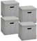 Storanda | 4er Set Aufbewahrungsbox mit Deckel 28x28x28 cm | Beiseitig Breite Griffe | Stabil & Faltbar | Regalbox für Würfelregal | Grau