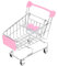 Toyvian Miniatur-schneideszene Puppen-einkaufskorb Mini Supermarkt Mini-supermarktwagen Simulierte Registrierkasse -einkaufswagen Mini-Sachen Einkaufswagen-Figur Puppenwagen Rosa