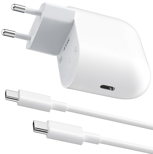 Cargador USB C 45W para Google Pixel 9a 9Pro XL 8a 8Pro 7a 7Pro 6a 6Pro,Cargador Tipo C Carga Rapida Enchufe USB C Cargador Movil Rapido con Cable Tipo C 1m para iPhone 16e Samsung A56 A55 A25 A16 S25